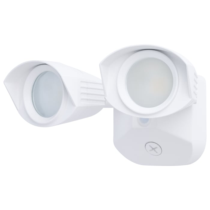 Satco 65-1400 20 Watt LED Dual Head Security Flood Light 80 CRI 3000K/4000K/5000K CCT White Finish Wet Location Rated