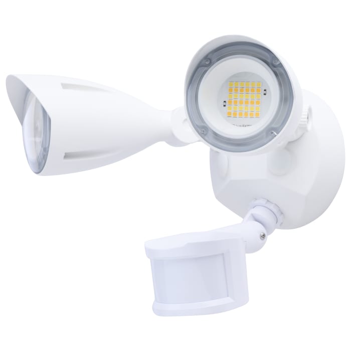 Satco 65-1411 20 Watt LED Dual Head Security Flood Light 80 CRI 3000K/4000K/5000K CCT White Finish Wet Location Rated