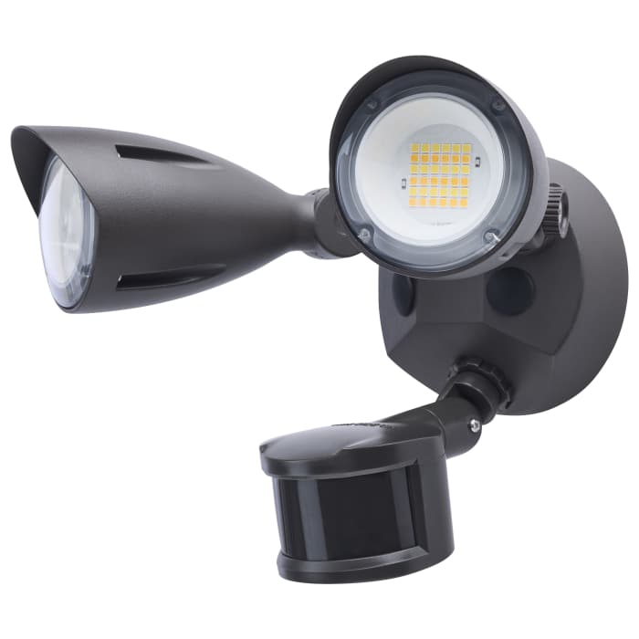 Satco 65-1413 20 Watt LED Dual Head Security Flood Light 80 CRI 3000K/4000K/5000K CCT Bronze Finish Wet Location Rated