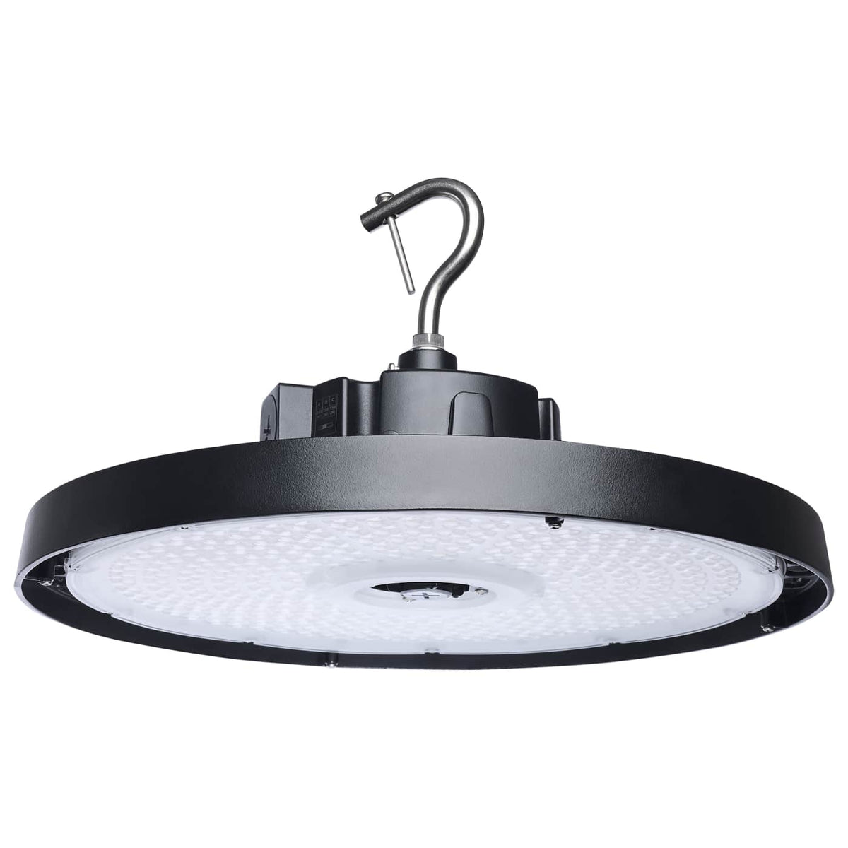 Satco 65-1521 240/200/150 Wattage Selectable LED UFO High Bay 3K/4K/5K CCT Selectable 60/80/100 Beam Angle Selectable Black Finish 120-347 Volt