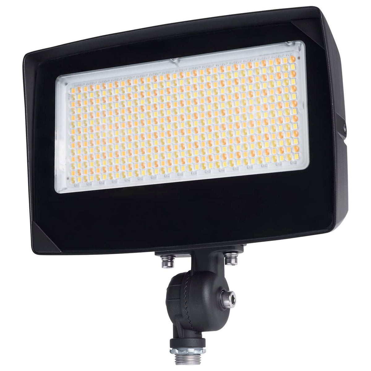 Satco 65-1541 LED Flood Light 80/60/45 Wattage Selectable 3K/4K/5K CCT Selectable Beam Angle Selectable Bronze Finish 120-347 Volt