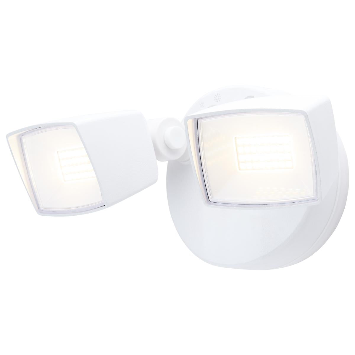 Satco 65-997 LED Security Light with Nightlight PIR Sensor Dual Head Field Selectable White Finish