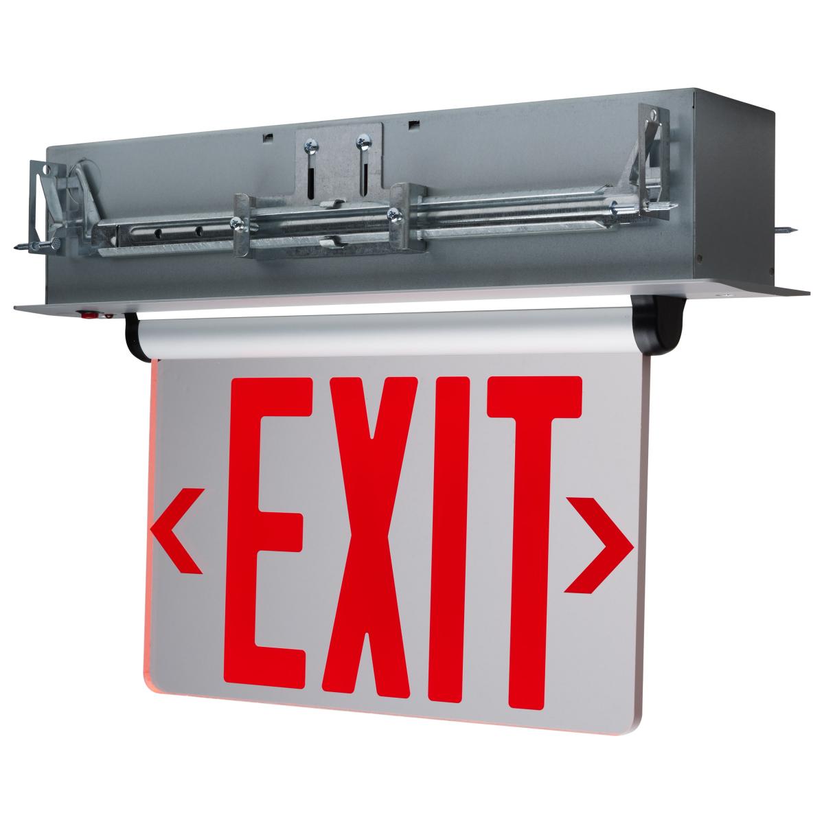 Satco 67-114 Red (Clear) Edge Lit LED Exit Sign 3.14 Watts Single Face 120V/277 Volts Clear Finish
