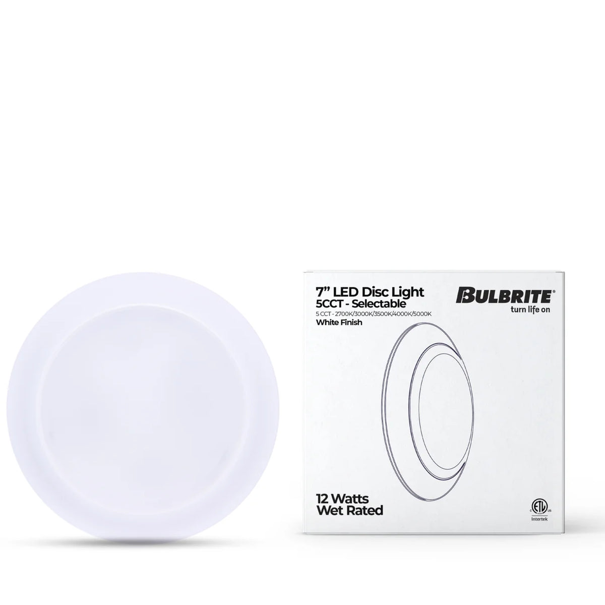 Bulbrite 773285 LED12DISC/7/5CCT/927-950/J/WHRD/D 12W LED 7" ROUND DISC LIGHT 5CCT WHITE PLASTIC JA8