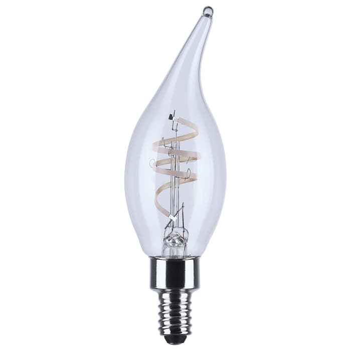 Satco S11526R1 4CA11/CL/LED-GF/COIL/927/E12 4 Watt CA11 LED Reminiscent Flex Gray Coil Filament E12 2700K 120 Volt