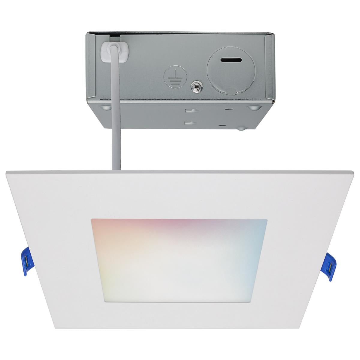 Satco S11563 12 Watt LED Direct Wire Low Profile Downlight 6 Inch Square Starfish IOT Tunable White and RGB 120 Volt 90 CRI White Finish