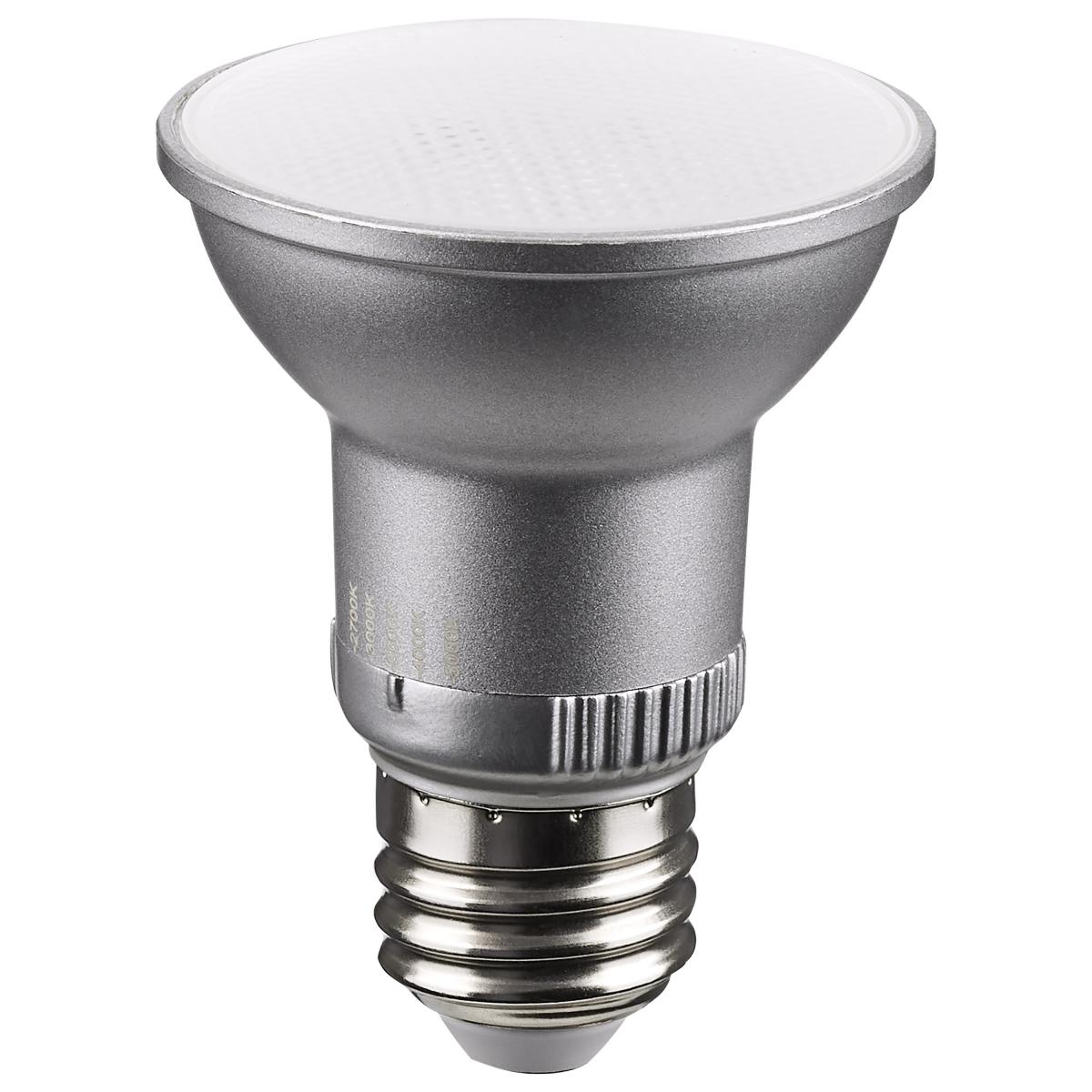 Satco S11581 5.5 Watt PAR20 LED Medium Base Silver Finish CCT Selectable 120 Volt 40 Degree Beam Angle