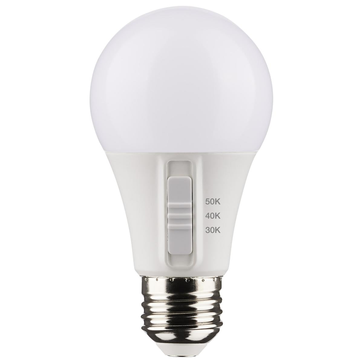 Satco S11771 9 Watt A19 LED Medium Base CCT Selectable White Finish 90 CRI 120 Volt