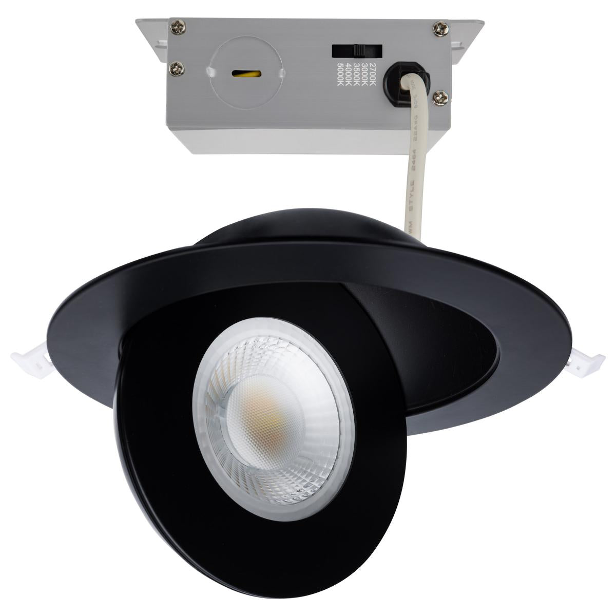 Satco S11862 15 Watt CCT Selectable LED Direct Wire Downlight Gimbaled 6 Inch Round Remote Driver Black