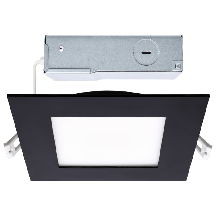 Satco S11876R1 10WLED/DW/4/CCT-SEL/SQ/RD/BK 10 Watt LED Direct Wire Downlight 4-Inch CCT Selectable Square Remote Driver Black Finish