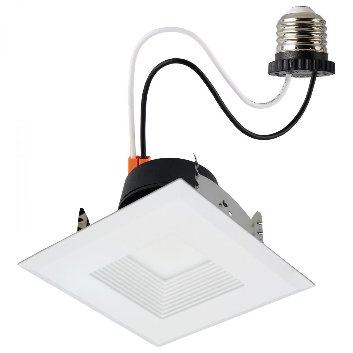 Satco S11885 Field Selectable LED Downlight Retrofit Deep Baffle 8/10.5/13.5 Watts 27K/30K/35K/40K/50K CCT 5-6 Inch Square Shape White Finish 120 Volts