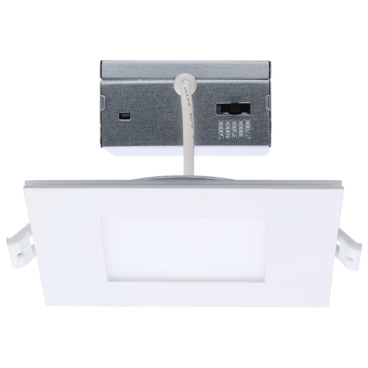 Satco S11888 9WLED/DW/4/CCT-SEL/SQ/RD/NL 9 Watt LED Direct Wire Downlight with Night Light 4 Inch Remote Drive CCT Dimmable Square White Finish