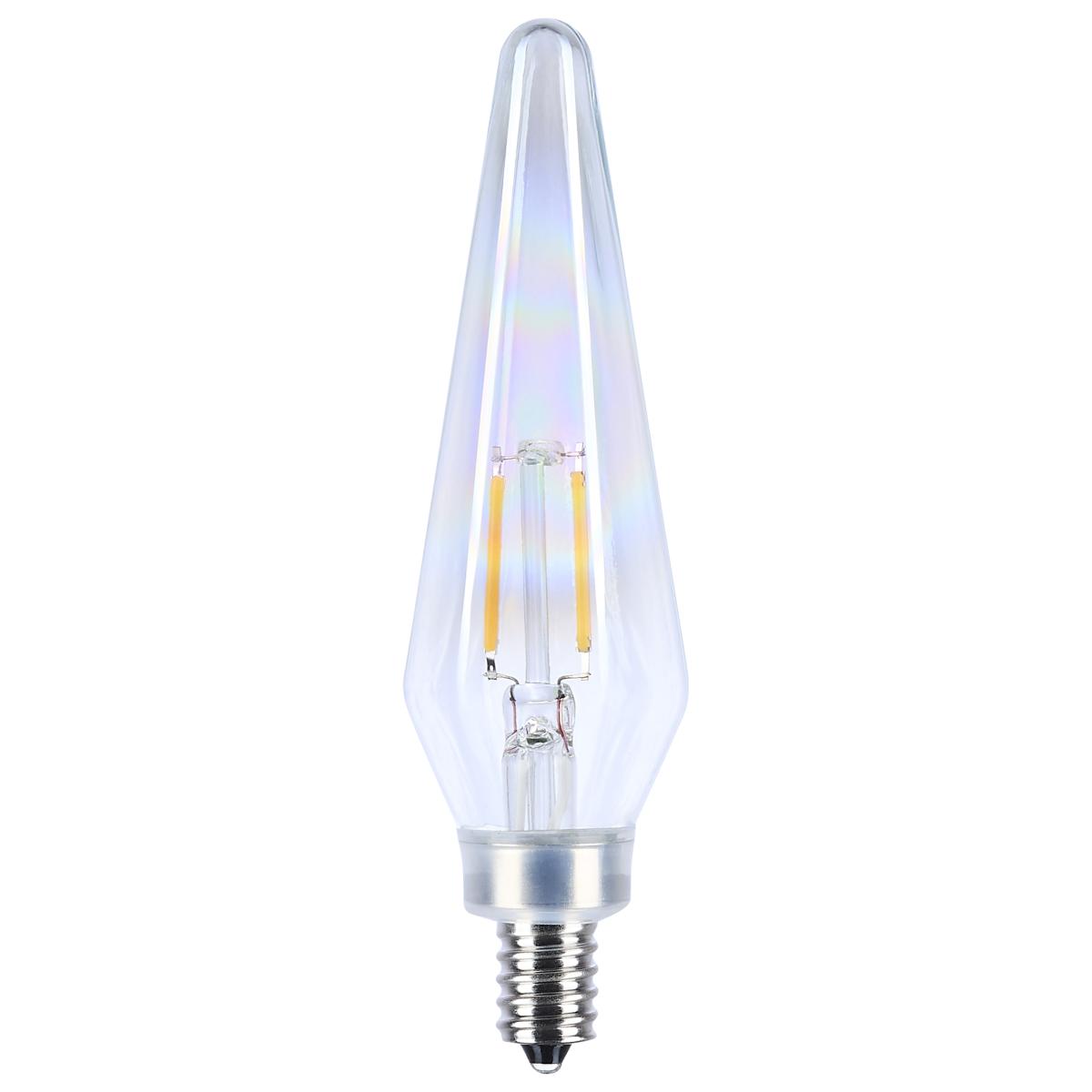 Satco S12142 2 Watt Prismatic HX11 LED 2700K CCT Candelabra Base 120 Volt Aurora Finish 2-Card