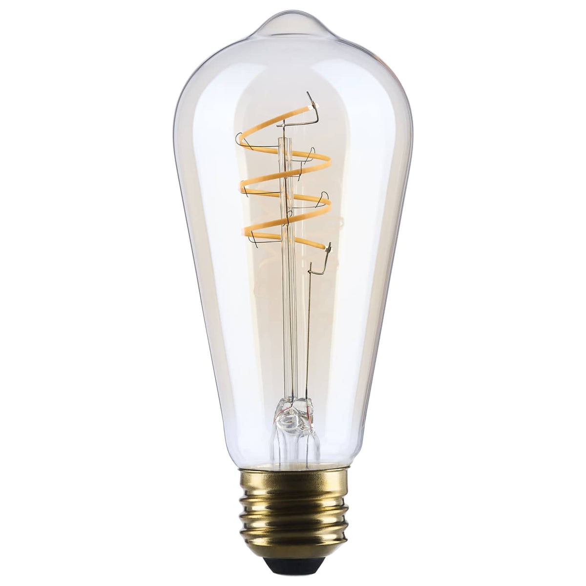 Satco S14208 8 Watt ST19 LED 2000K CCT Medium Base Clear Glass Amber Coil Filament Dimmable 120 Volt