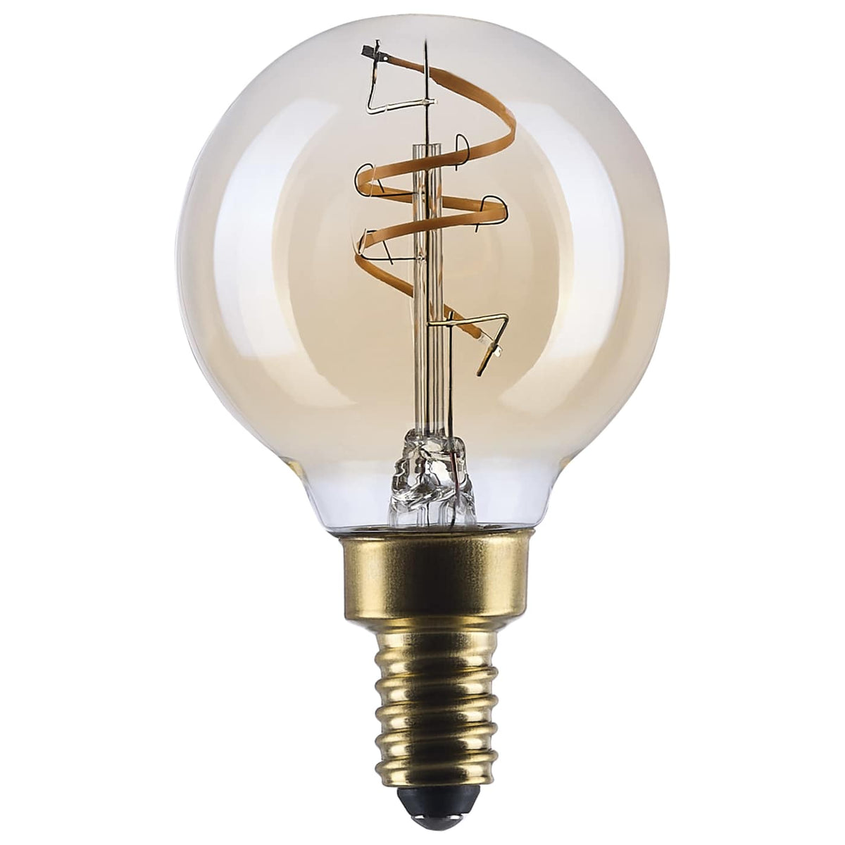 Satco S14209 3.5 Watt G16.5 LED 2000K CCT Candelabra Base Clear Glass Amber Coil Filament Dimmable 120 Volt