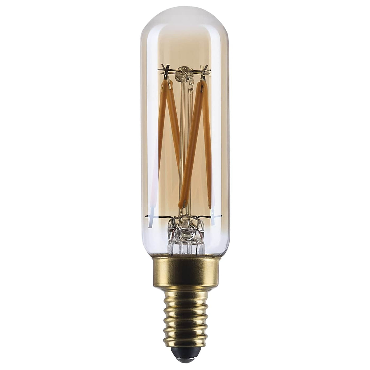 Satco S14216 3.5 Watt T6 LED 2000K CCT Candelabra Base Clear Glass Amber Straight Filament Dimmable 120 Volt