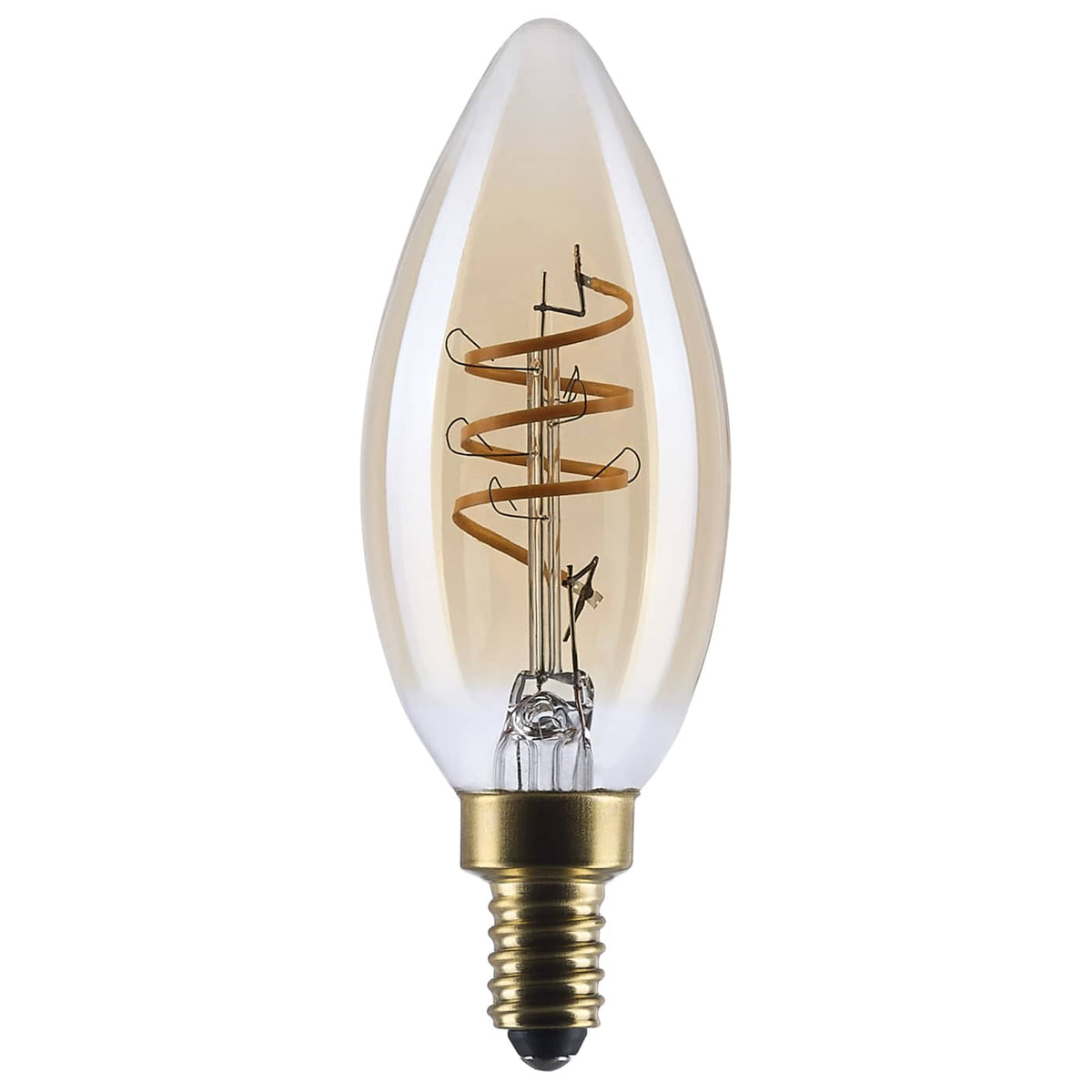 Satco S14219 5.5 Watt C11 LED 2000K CCT Candelabra Base Clear Glass Amber coil Filament Dimmable 120 Volt