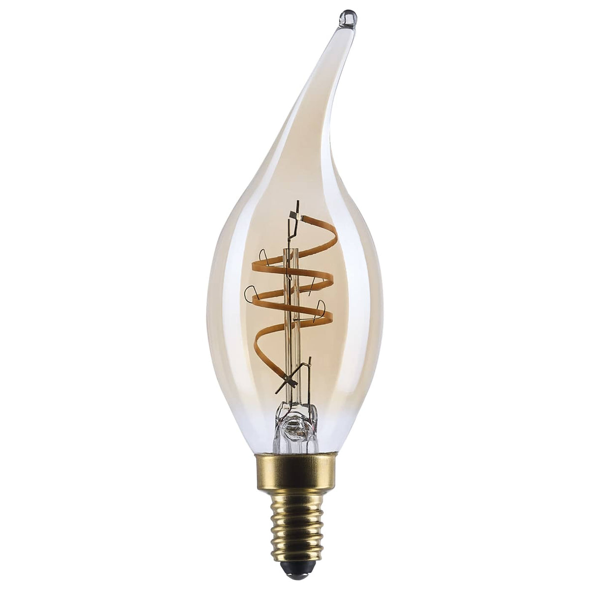 Satco S14221 5.5 Watt CA11 LED 2000K CCT Candelabra Base Clear Glass Amber Coil Filament Dimmable 120 Volt