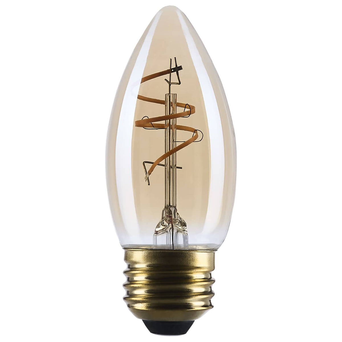 Satco S14222 3.5 Watt C11 LED 2000K CCT Medium Base Clear Glass Amber Coil Filament Dimmable 120 Volt