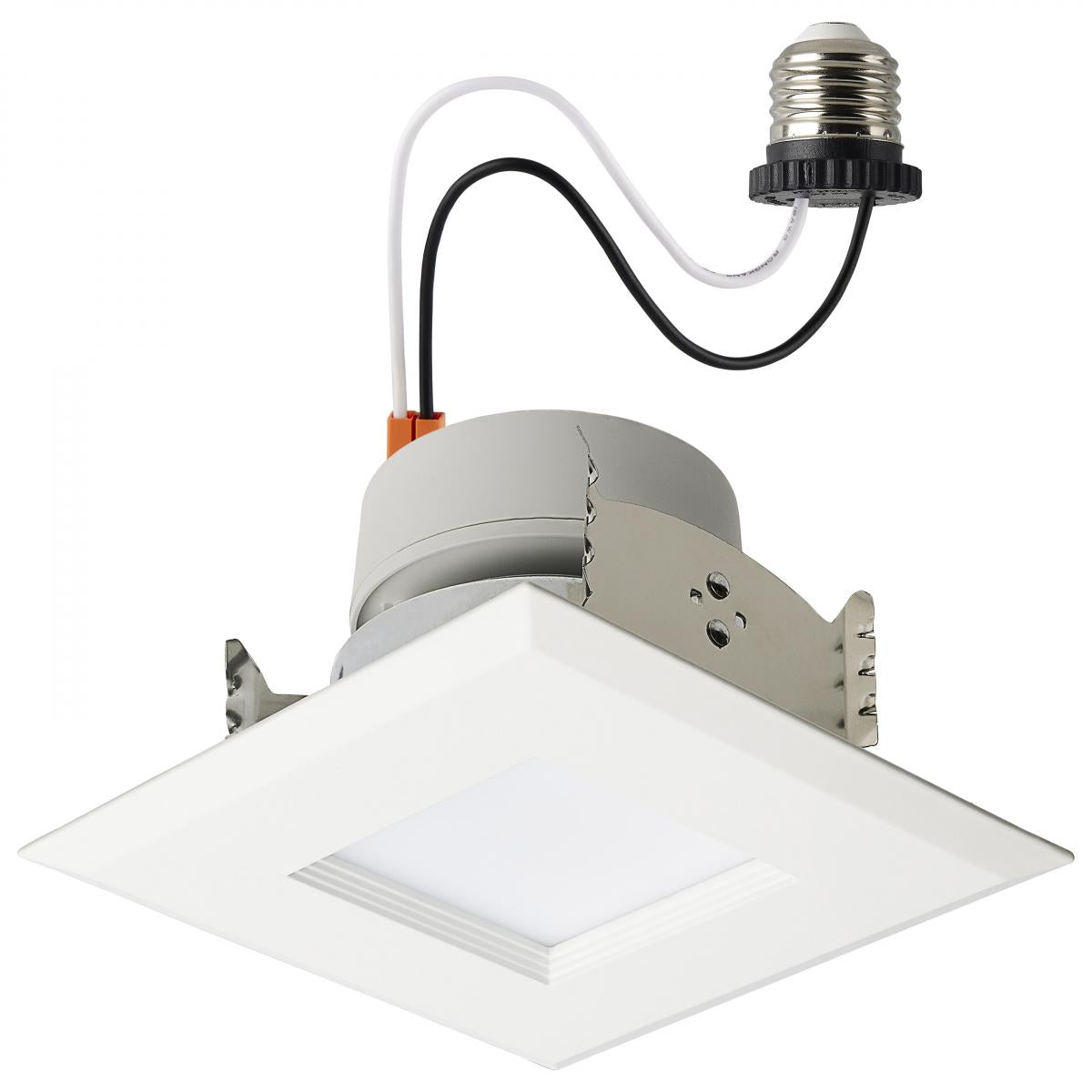 Satco S18802 LED Retrofit Downlight 5.5/6.5/8 Wattage Selectable CCT and Lumens Selectable 120 Volt ColorQuick and PowerQuick Technology Square White Finish