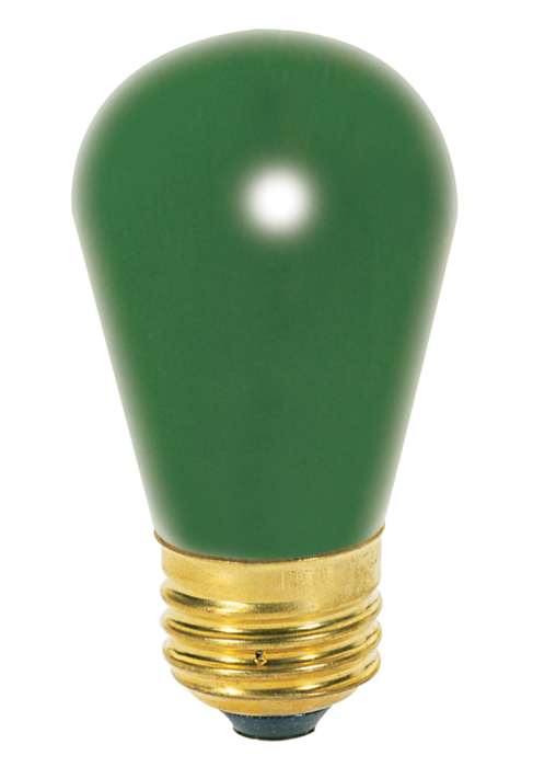 Satco S3962 11S14/G 11W S14 Medium Base Ceramic Green