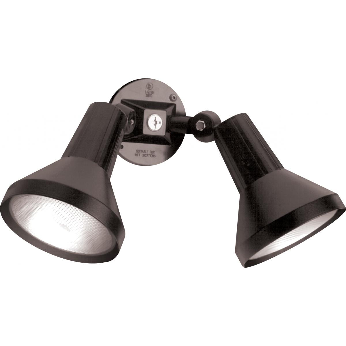 Satco 77-701 2 Light - 15" - Flood Light Exterior - PAR38 with Adjustable Swivel - Black Finish
