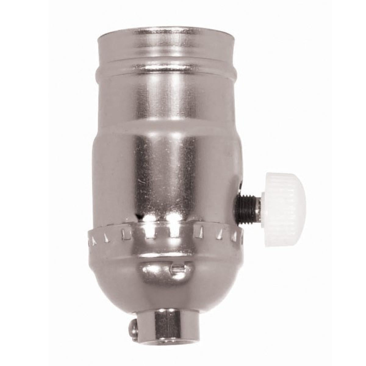Satco 80-1015 150W Full Range Turn Knob Dimmer Socket 1/8 IPS Aluminum Nickel Finish 120V