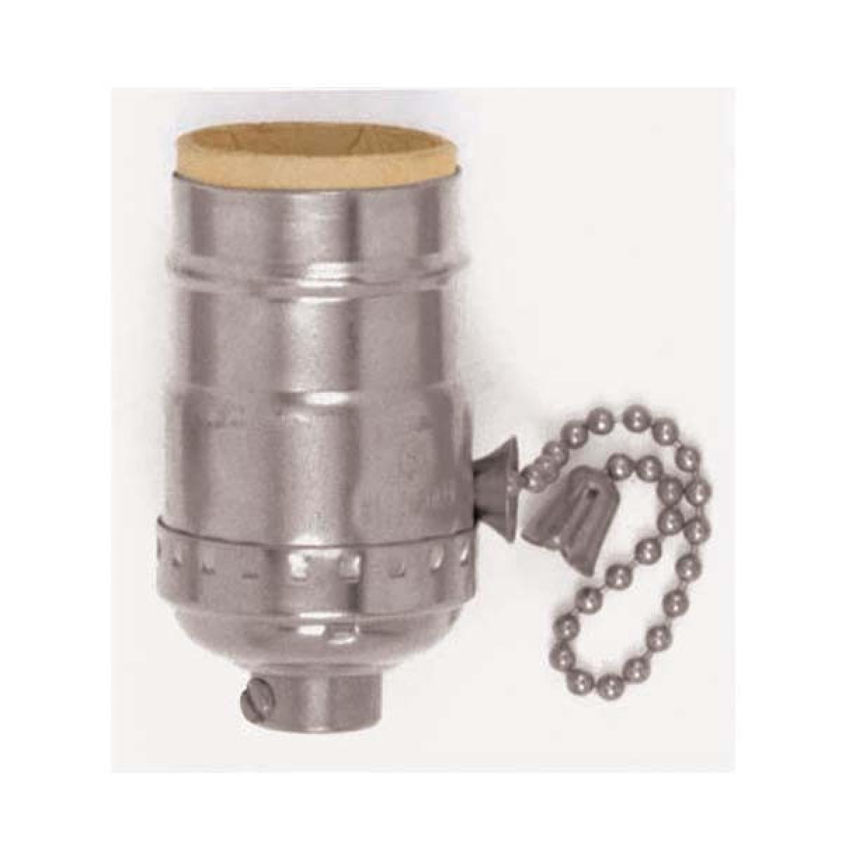 Satco 80-1099 On-Off Pull Chain Socket 1/8 IPS Aluminum Nickel Finish 660W 250V With Set Screw