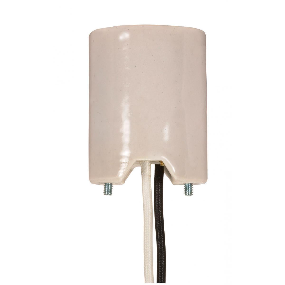 Satco 80-1377 Keyless Porcelain Mogul Socket 2 Mounting Screws Held Captive 2 Wireways CSSNP 2 #8/32 Screws 2-5/8" Screw Shell Height
