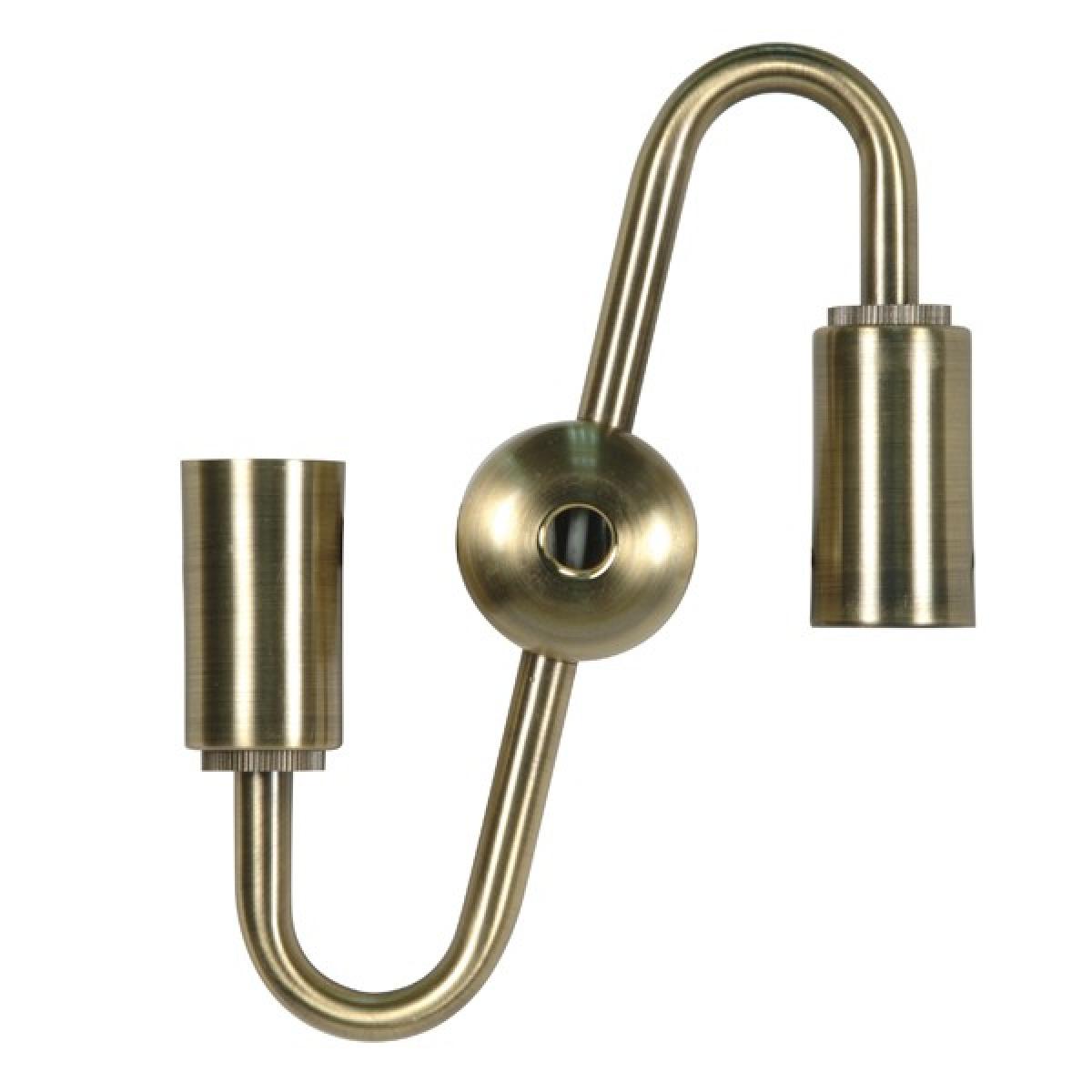 Satco 80-1709 Steel "S" Cluster For Medium or Candelabra Antique Brass Finish Inside Wiring Only 6" Centers 1/8 IP Top And Bottom