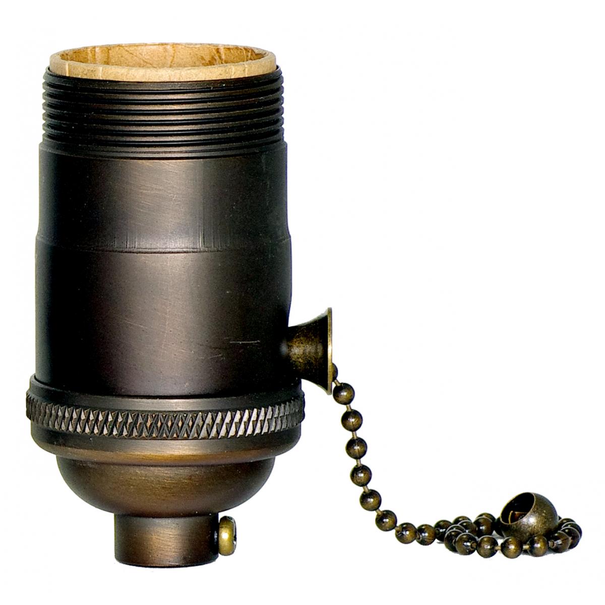 Satco 80-2399 On-Off Pull Chain Socket 1/8 IPS 4 Piece Stamped Solid Brass Dark Antique Brass Finish 660W 250V Uno Thread