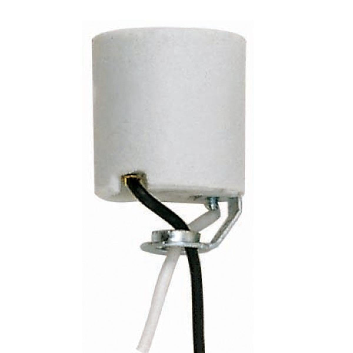 Satco 90-466 Keyless Porcelain Socket With Hickey 16" Leads Unglazed 660W 250V