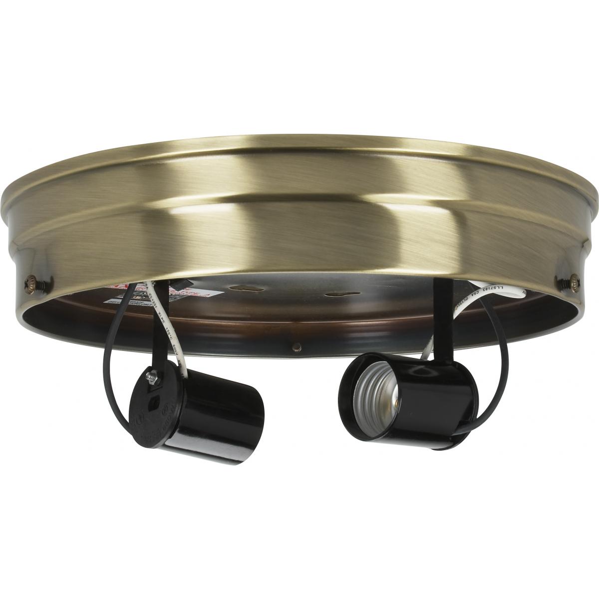 Satco 90-877 8" 2-Light Ceiling Pan Antique Brass Finish Includes Hardware 60W Max