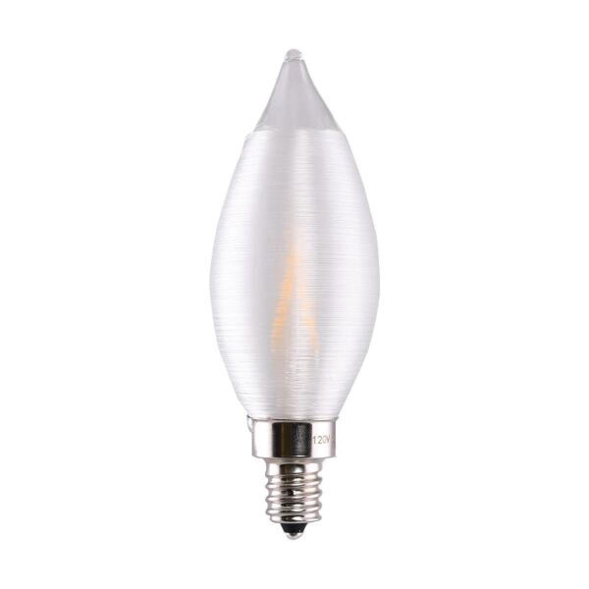 Satco S11304 2 Watt CA11 LED Satin Spun Clear Candelabra base 2700K 120 Volt Carded