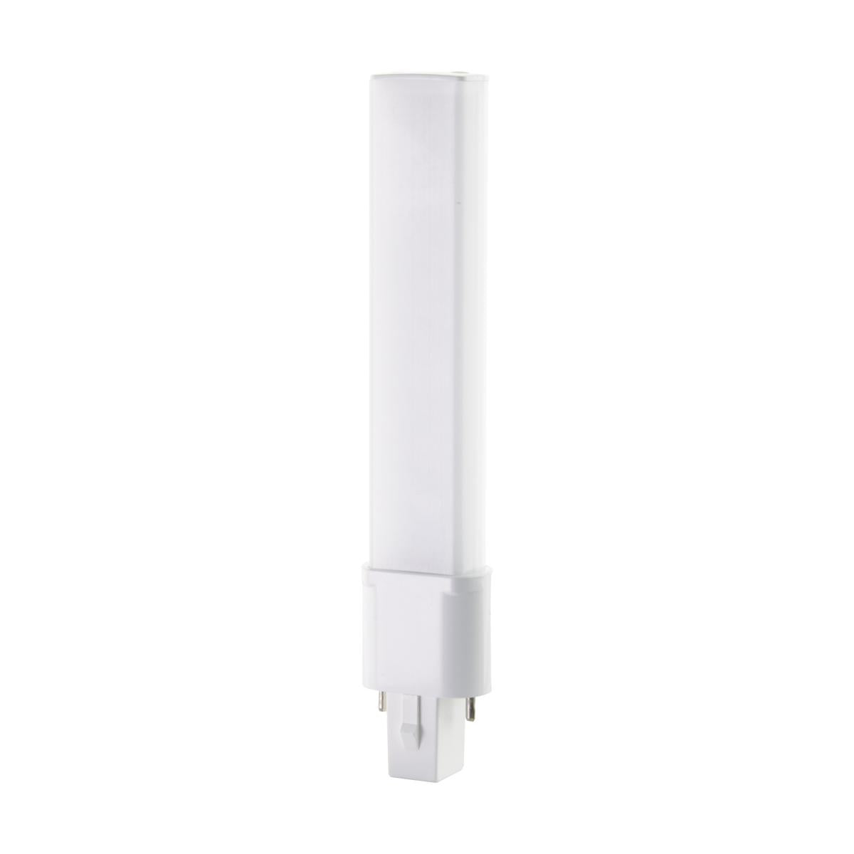 Satco S18401 4.5 Watt LED PL 2-PIN 3000K 450 Lumens G23 base 50000 Average rated hours 360 deg. Beam Angle 120-277 Volt Type B Ballast Bypass