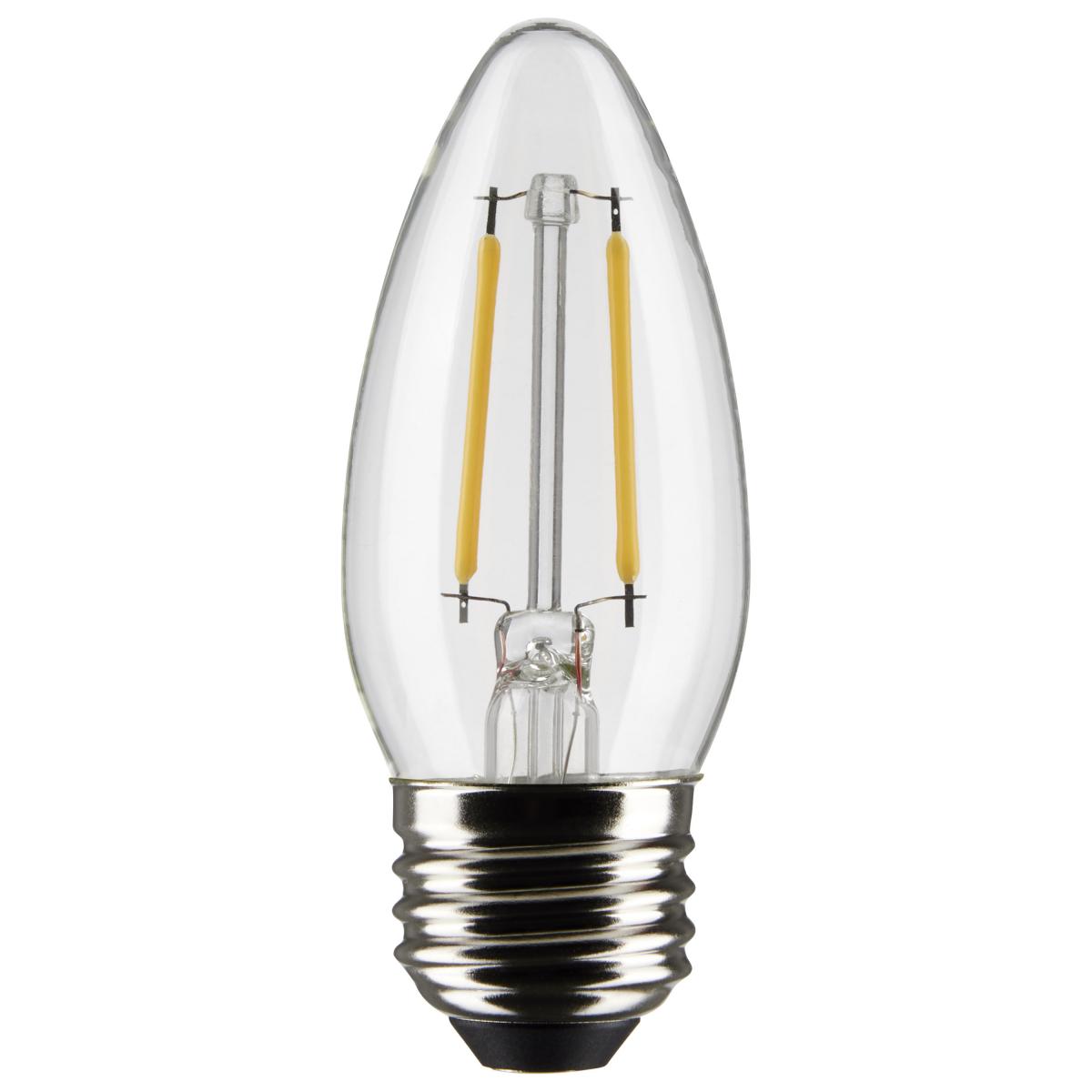 Satco S21282 3 Watt B11 LED; Clear; Medium base; 90 CRI; 2700K; 120 Volt