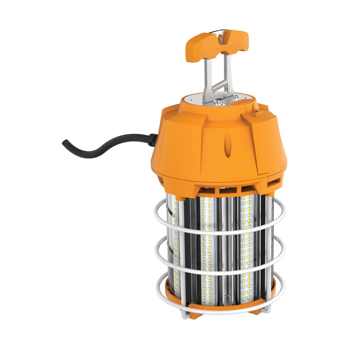 Satco S38946 100 Watt LED Hi-Lumen temporary Hi-Bay Caged lamp 5000K Integrated Cord / Plug & Hook 120 Volt