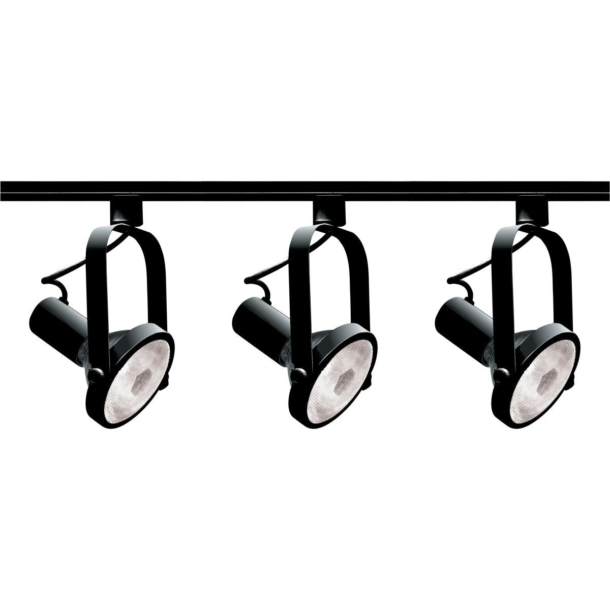 Satco TK317 3 Light - PAR30 - Gimbal Ring Track Kit - 4 foot Track - Black
