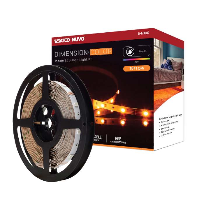 Satco 64-100 Dimension Color  Tape Light strip  16 ft.  RGB  Plug connection  White Finish