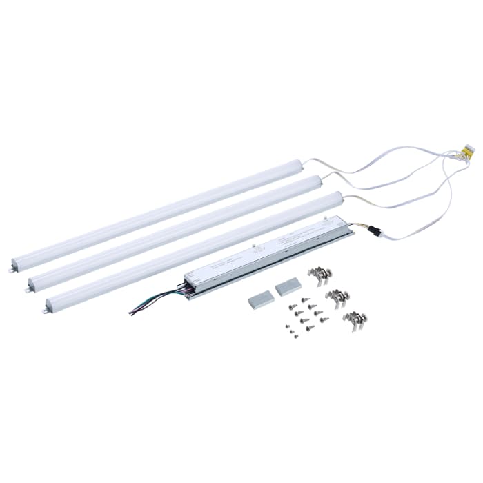 Satco 65-1332 40W/35W/30W/25W/20W Wattatage Selectable LED Light Bar Retrofit Kit  3000K/3500K/4000K/5000K/6500K CCT Selectable  3-Bars  2 Feet  120-277 Volt  Silver Finish