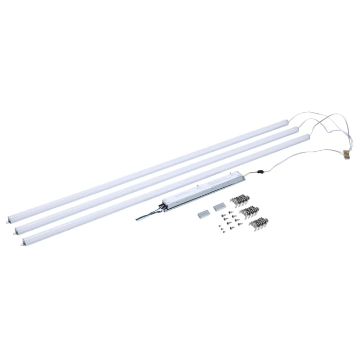 Satco 65-1336 50W/45W/40W/35W/30W Wattage Selectable LED Light Bar Retrofit Kit  3000K/3500K/4000K/5000K/6500K CCT Selectable  3-Bars  4 Feet  120-277 Volt  Silver Finish
