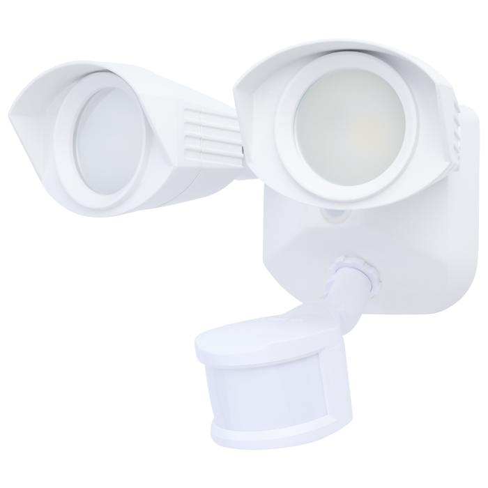 Satco 65-1401 20 Watt LED Dual Head Security Flood Light 80 CRI  3000K/4000K/5000K CCT  White Finish  Wet Location Rated