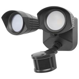 Satco 65-1405 20 Watt LED Dual Head Security Flood Light 80 CRI  3000K/4000K/5000K CCT  Black Finish  Wet Location Rated