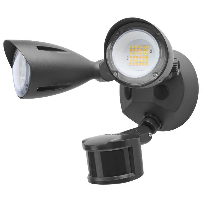 Satco 65-1415 20 Watt LED Dual Head Security Flood Light  9.61 x 7.32 x 7.17  80 CRI  3000K/4000K/5000K CCT  Black Finish  Wet Location Rated