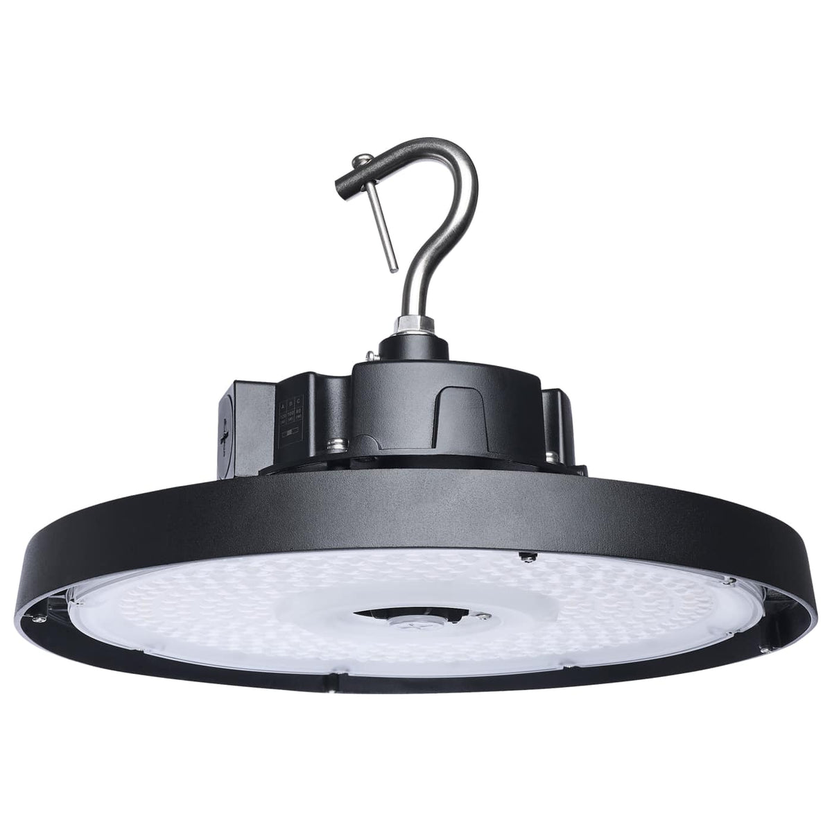 Satco 65-1520 120/100/80 Wattage Selectable LED UFO High Bay  3K/4K/5K CCT Selectable  60/80/100 Beam Angle Selectable  Black Finish  120-347 Volt