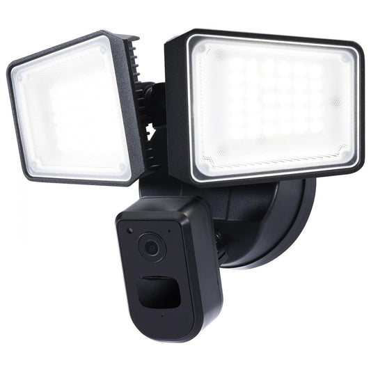 Satco 65-921 36 Watt Rectangular Outdoor SMART Security Light with Camera Starfish Enabled Tunable White Black Finish