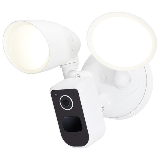 Satco 65-930 20 Watt Bullet Outdoor SMART Security Light with Camera Starfish Enabled 3K/4K/5K CCT Selectable White Finish
