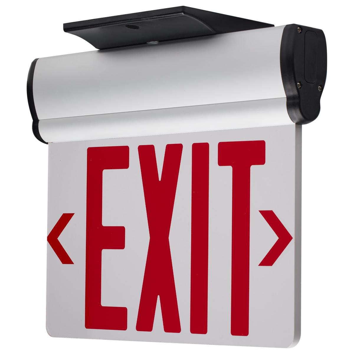 Satco 67-113 Red (Clear) Edge Lit LED Exit Sign, 90min Ni-Cad backup, 120/277V, Single Face, Top/Back/End Mount
