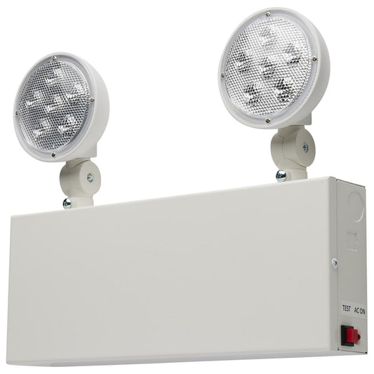 Satco 67-132 Emergency Light, 90min Ni-Cad backup, 120-277V, Dual Head, Universal Mounting, Steel/NYC