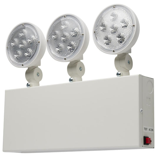 Satco 67-133 Emergency Light, 90min Ni-Cad backup, 120/277V, Tri Head, Universal Mounting, Steel/NYC